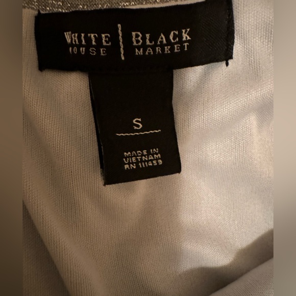 NWOT White House Black Market Gray Glitter Strapless Stripe Maxi Dress Size S - Picture 9 of 10